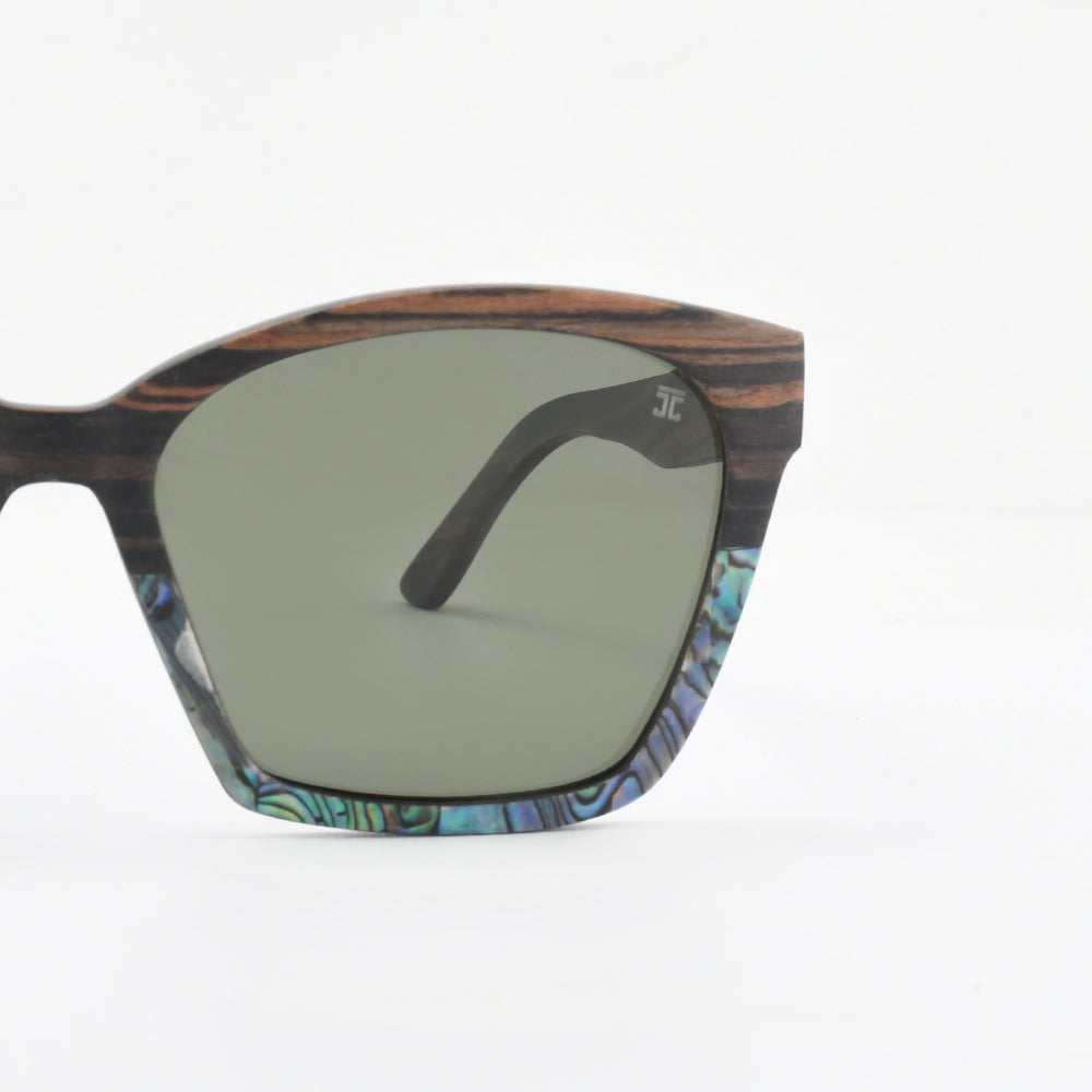 Shaggy | Ebony & Green Seashell Sunglasses