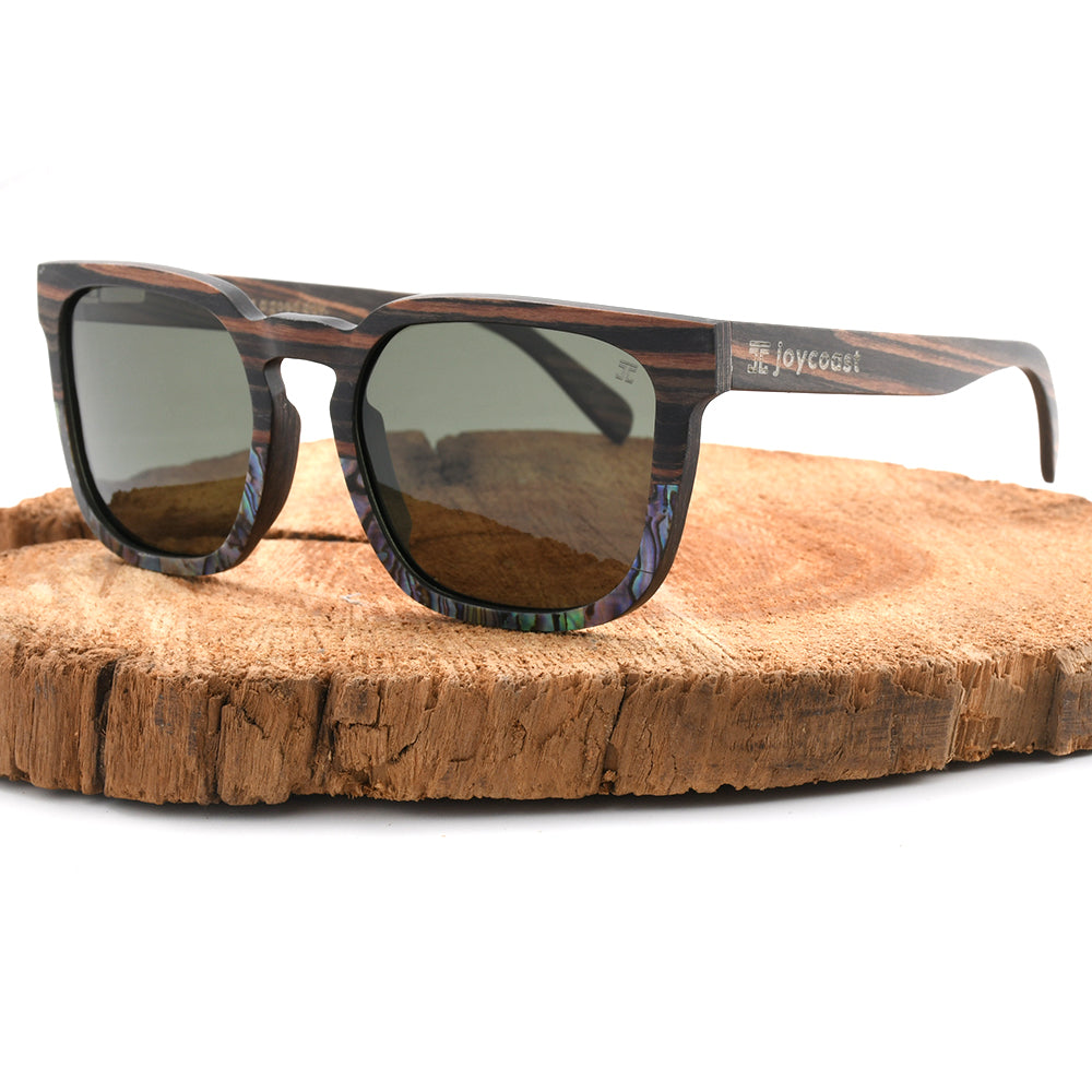 Shaggy | Ebony & Green Seashell Sunglasses